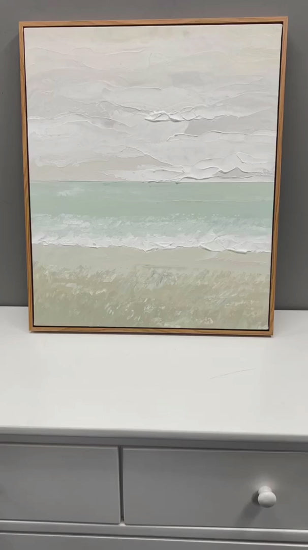 Abstract Cloud and Sea Landscape Painting Wabi Sabi Mural Minimalist Canvas Art Living Room Painting
