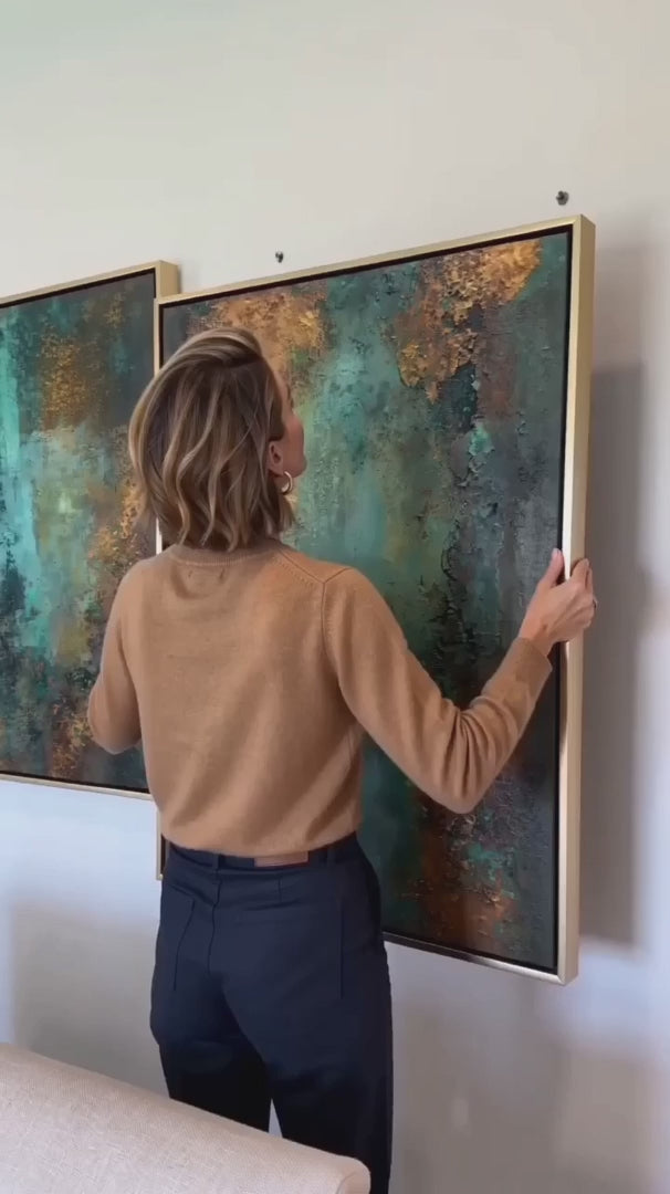 Bronze Abstract Painting for Sale Bronze Textured Canvas Wall Art for Living Room