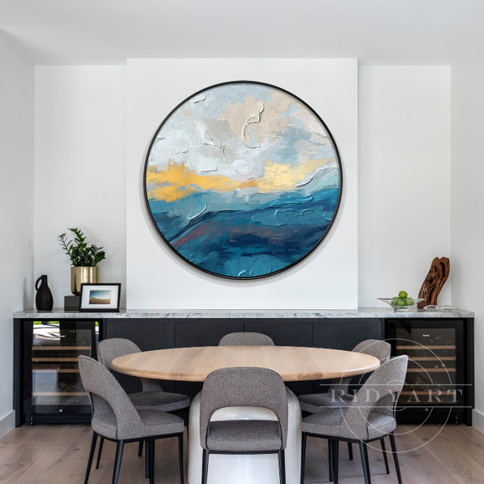 Round Gold Blue wall art