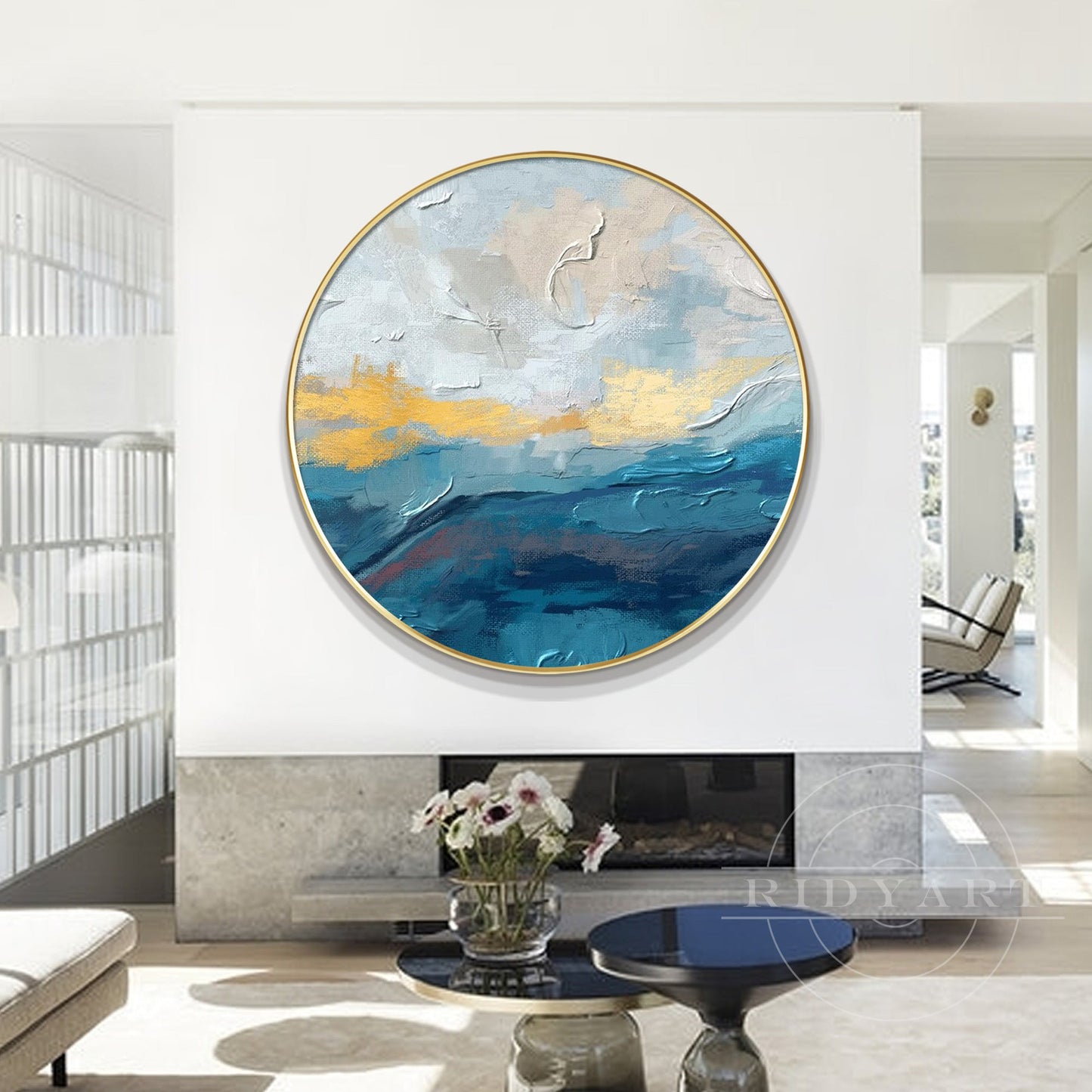 Round Gold Blue wall art