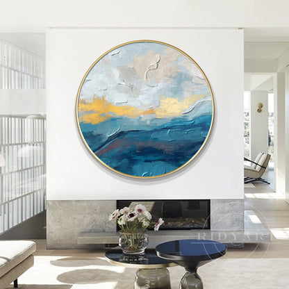 Round Gold Blue wall art