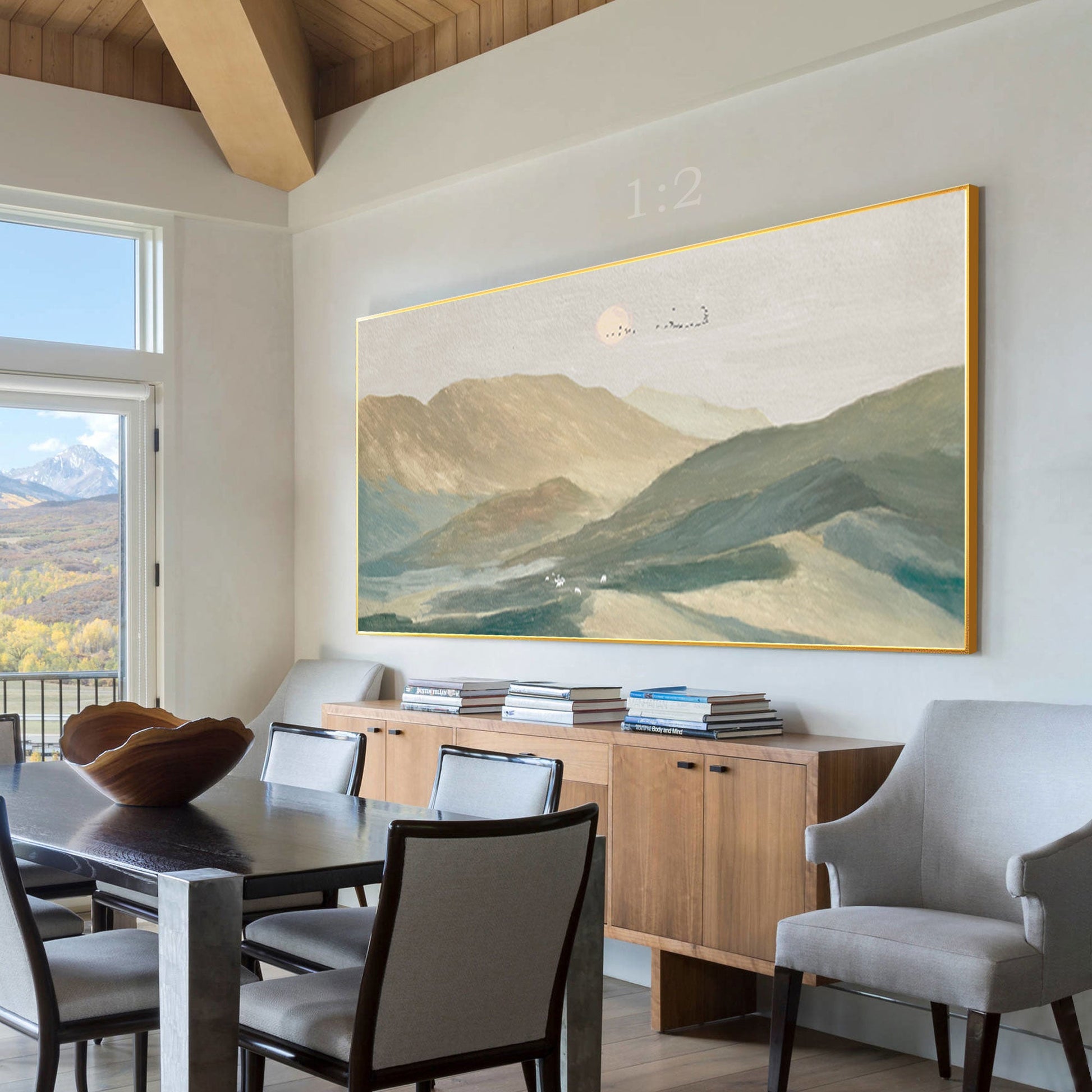 Mountain Sunset Oil Painting Horizontal Wall Art