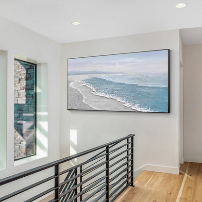 Blue white Ocean Beach Painting