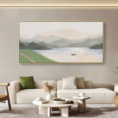 Mountain And Lake Landscape Oil Painting