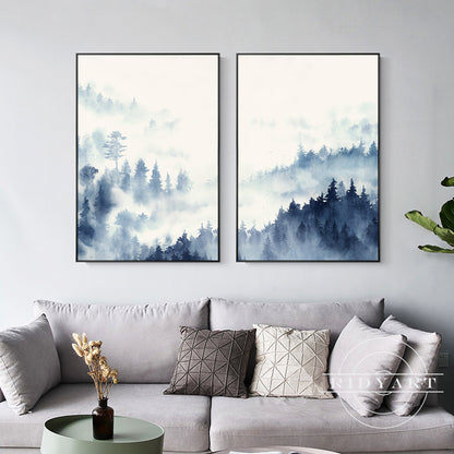 Foggy forest wall art