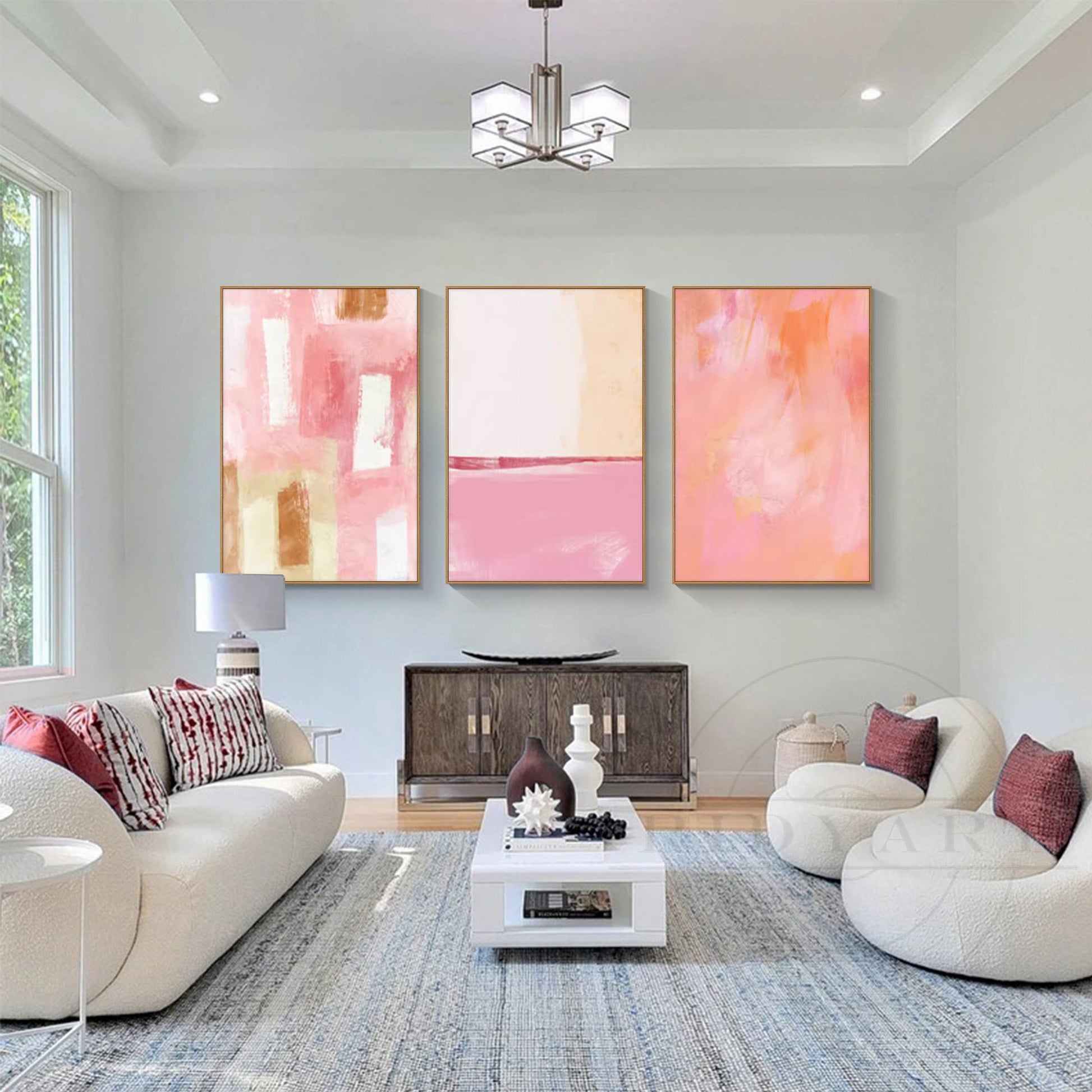 Set of 3 Abstract Blush Wall Art