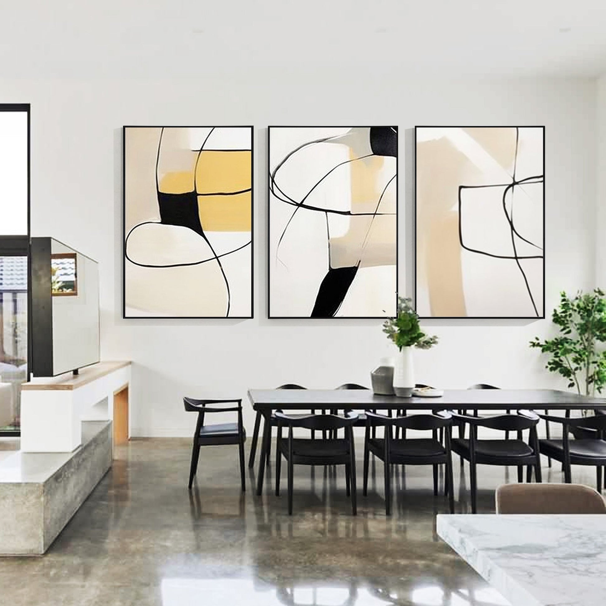 set of 3 Abstract line painting