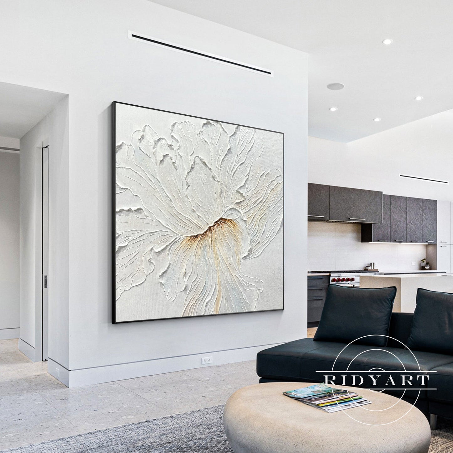 White Flower Thick Textured 3D Minimalist Painting