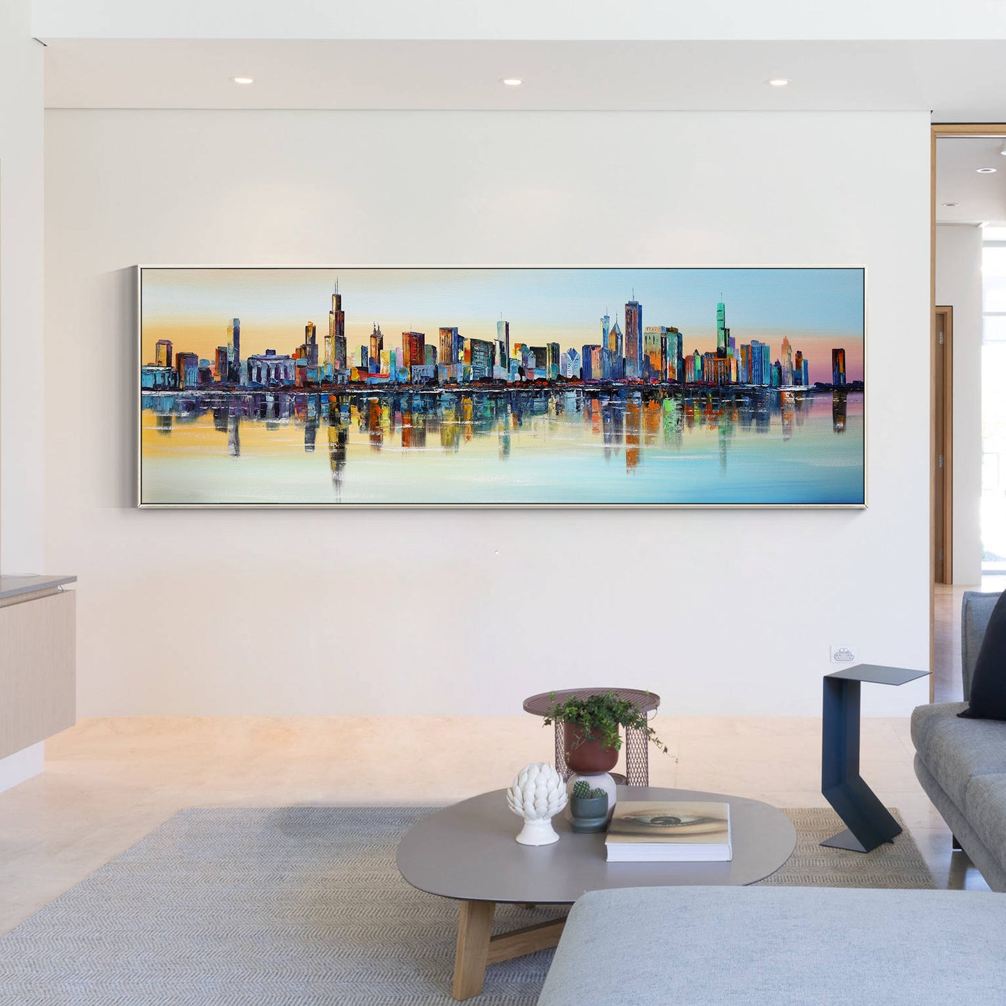 Chicago Sunset Skyline painting