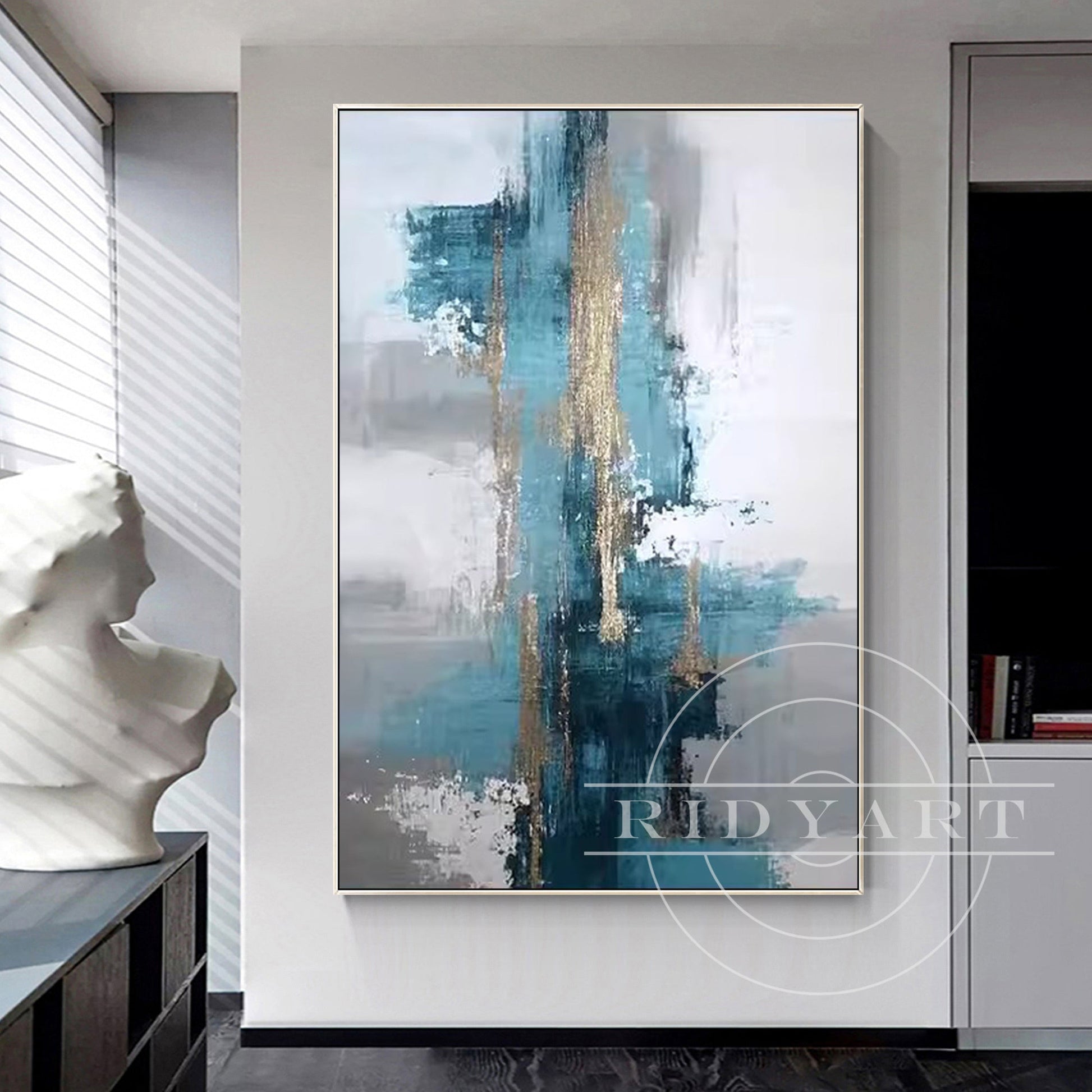 Teal Abstract painting #BA585