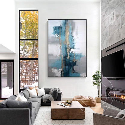 Teal Abstract painting #BA585