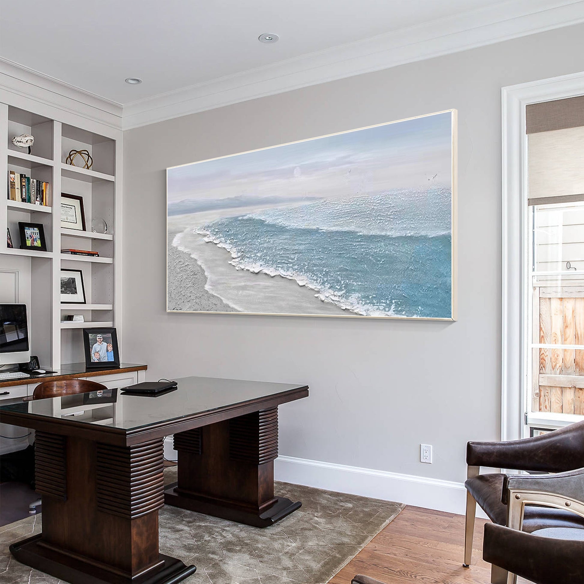 Blue white Ocean Beach Painting