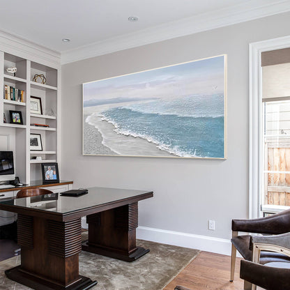 Blue white Ocean Beach Painting