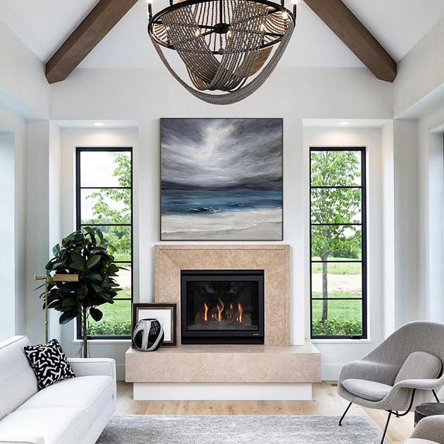 Abstract Blue Gray Wall Art