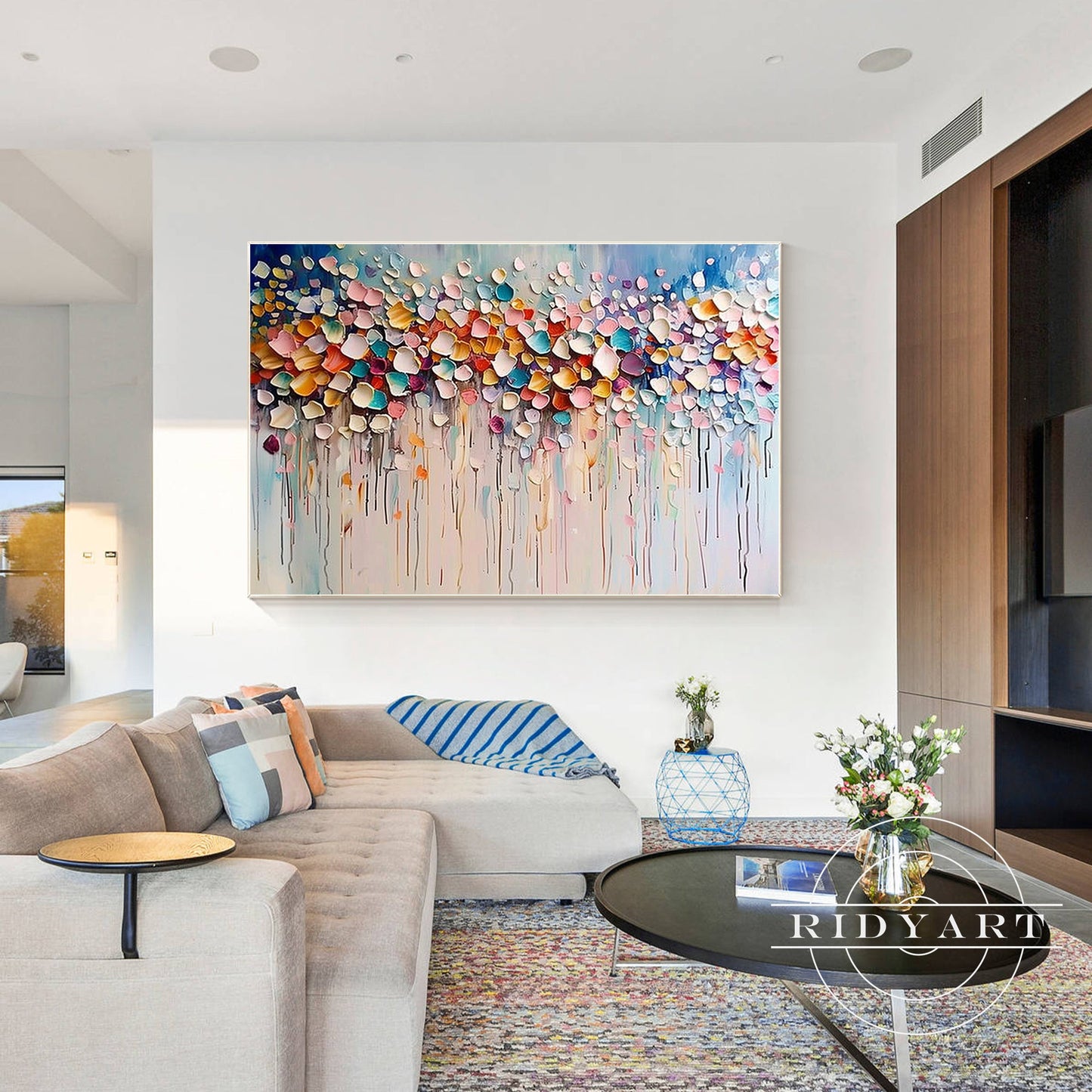 Colorful 3D Textured Wildflower Abstract Flowers Painting