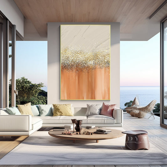 Orange Gold Silver wall art