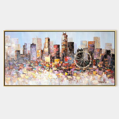 Los Angeles skyline oil painting
