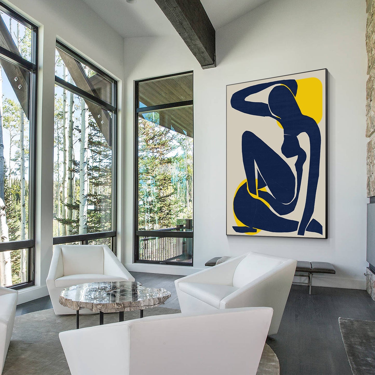 Navy Blue Abstract Woman Wall Art