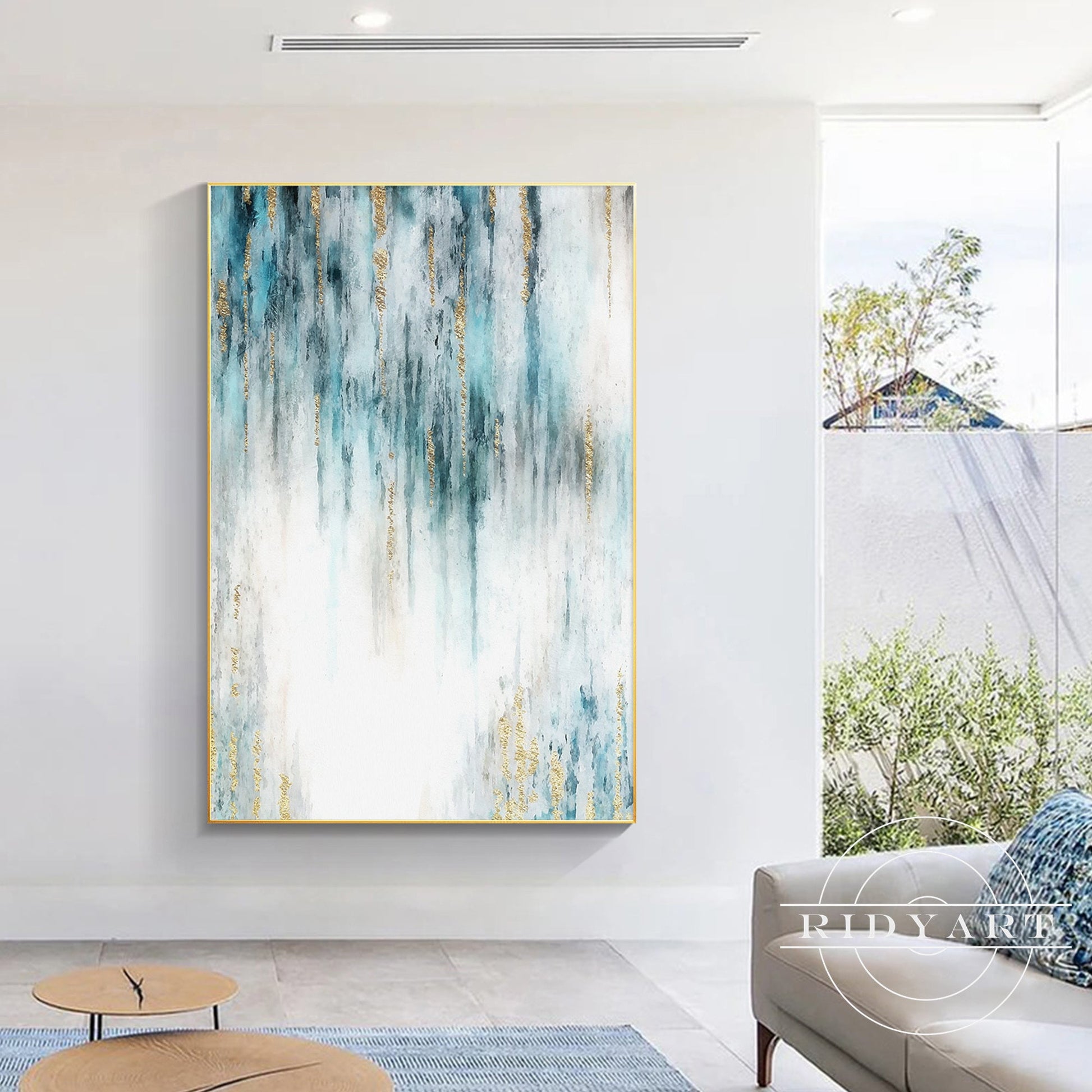 Teal and Gold wall art