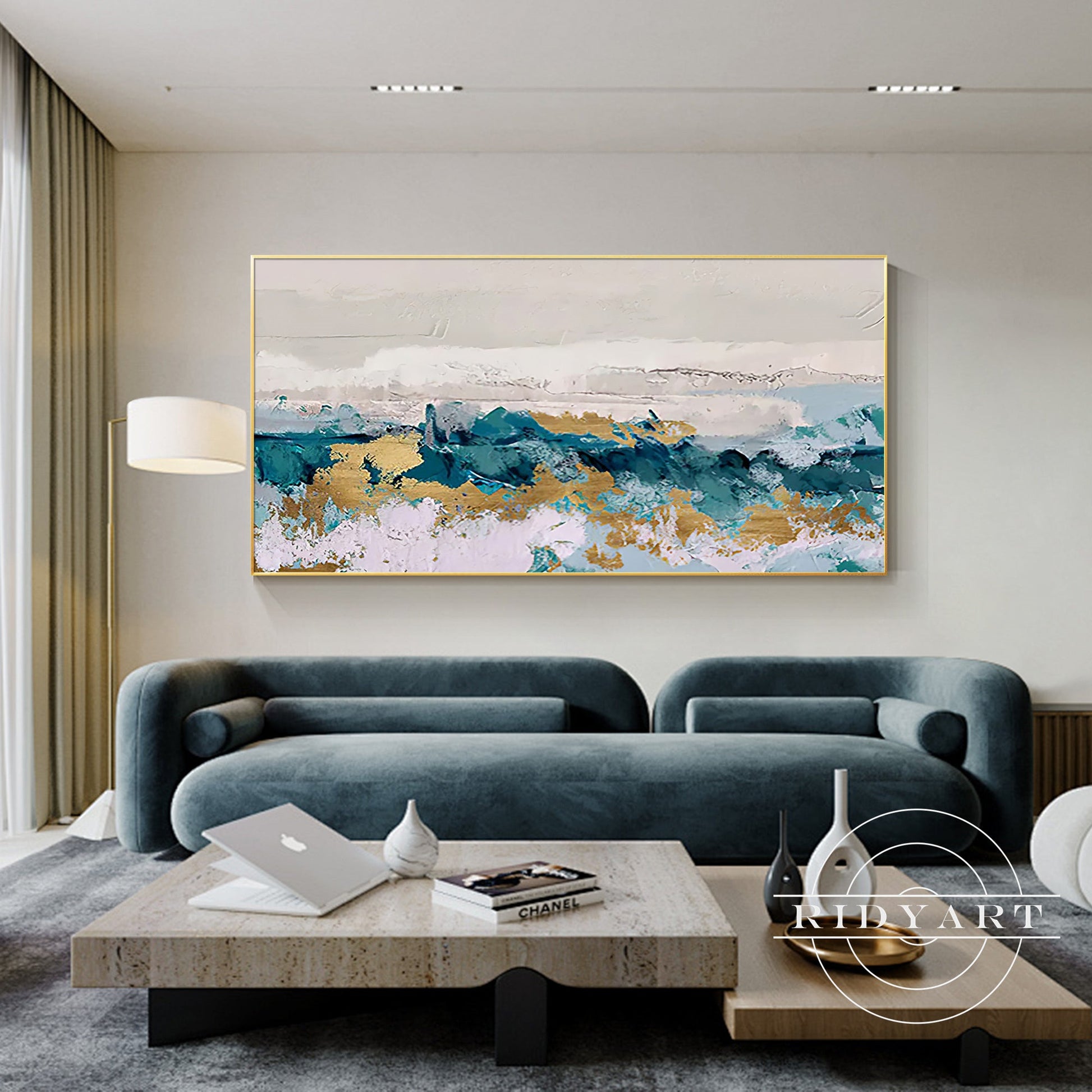 Turquoise Gold Abstract art