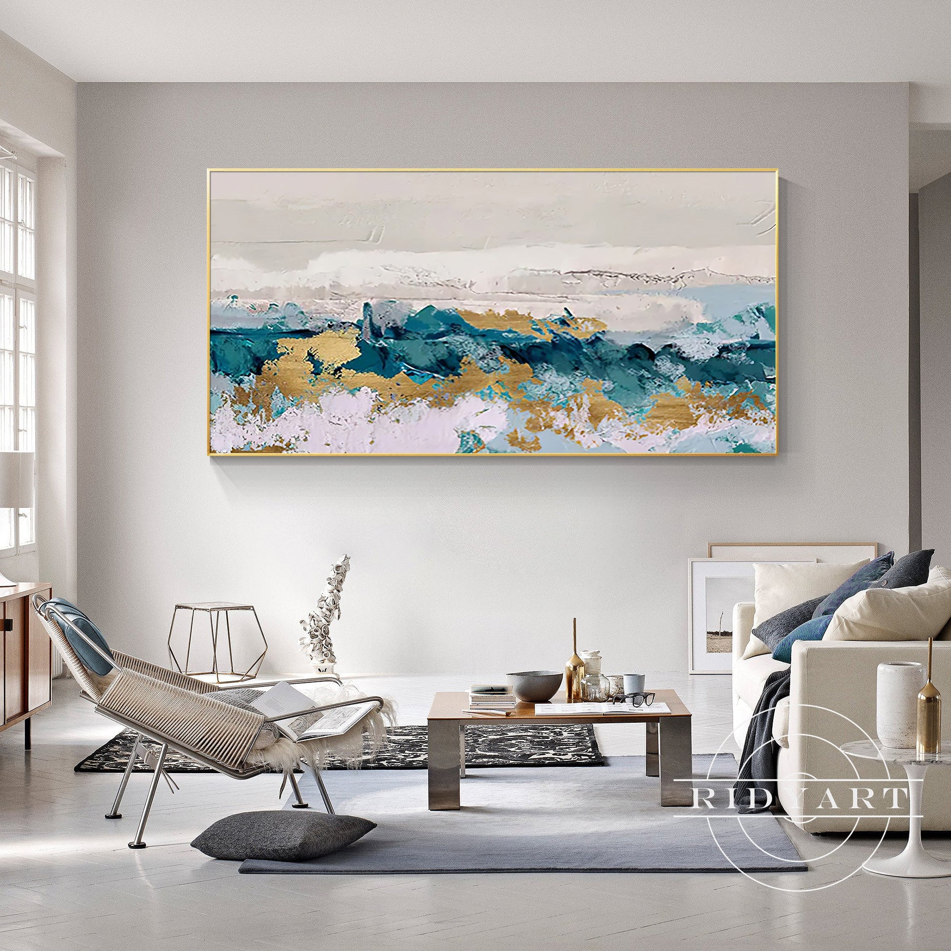 Turquoise Gold Abstract art
