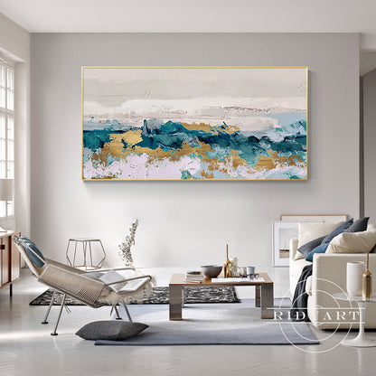 Turquoise Gold Abstract art