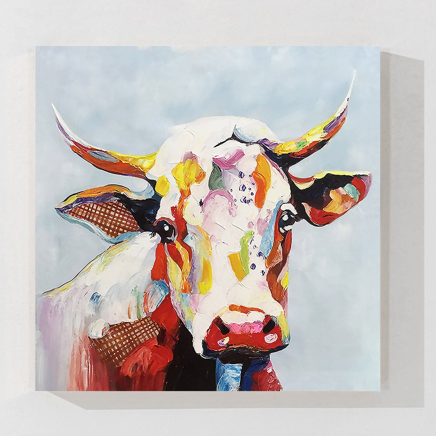 Modern Animal Colorful Cow Oil Painting