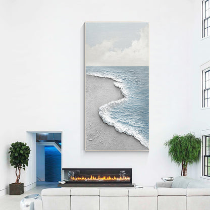 Modern Abstract Texture Sea Painting Large Vertical Art