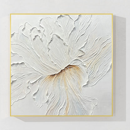 White Flower Thick Textured 3D Minimalist Painting